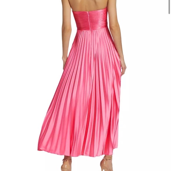 AMUR NWT Kin Pink Strapless Pleated Midi Valentine’s Prom Dress Size 12 - Picture 3 of 16